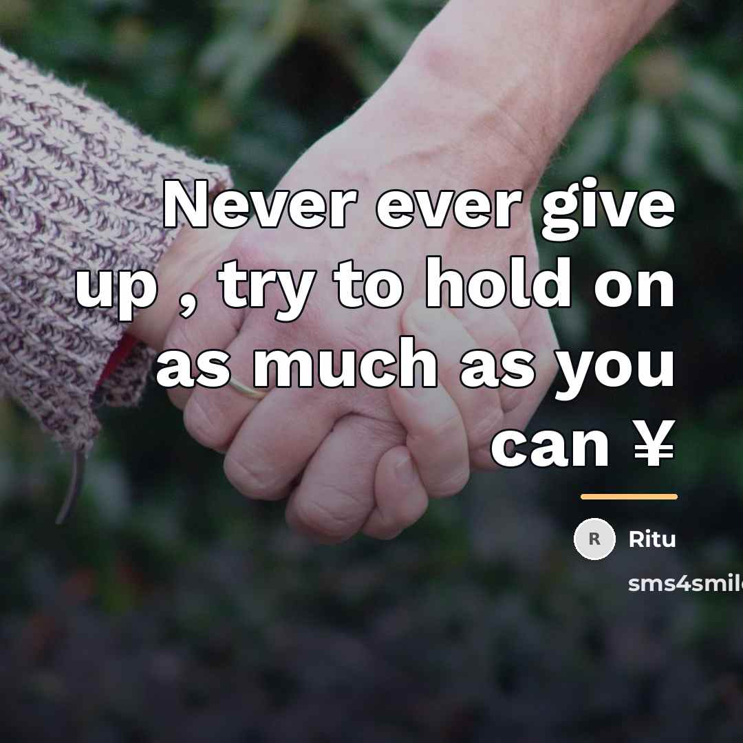 “Never ever give up , try to hold on as…” quote by Ritu