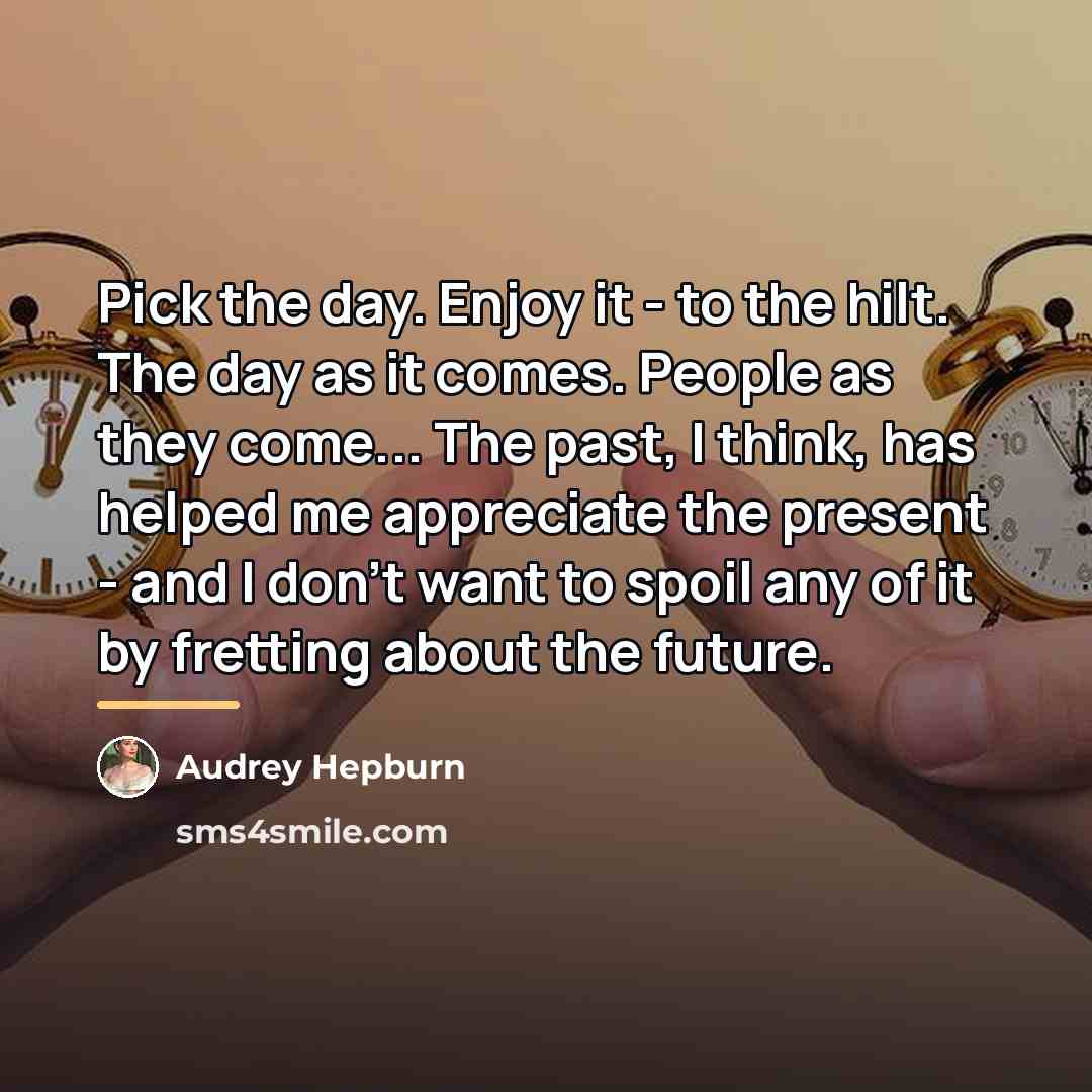 “Pick the day. Enjoy it - to the hilt. The…” quote by Audrey Hepburn