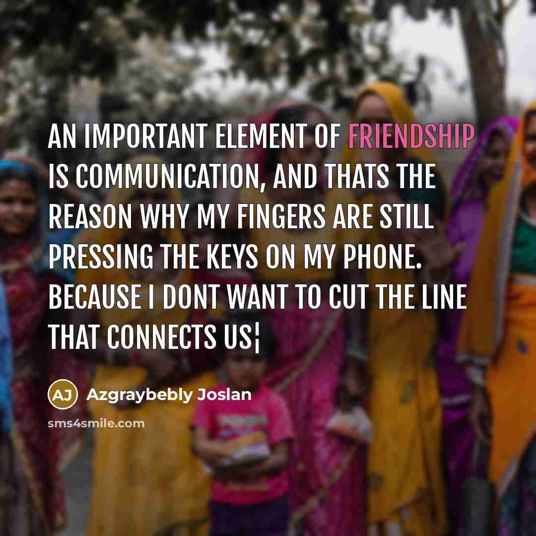 “An important element of friendship is communication, and thats the…” quote by Azgraybebly Joslan