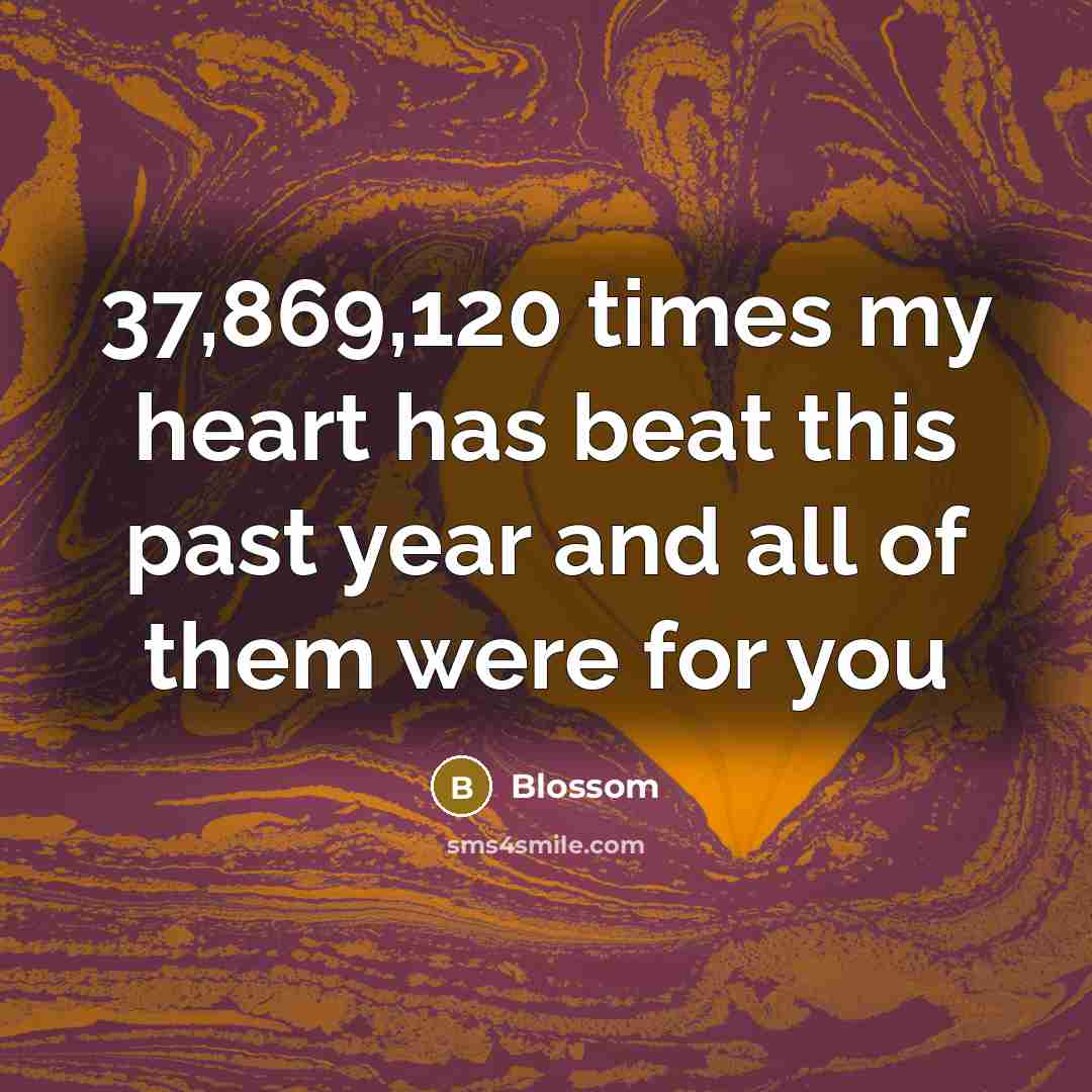 “37,869,120 times my heart has beat this past year and all of them were for you” quote by Blossom
