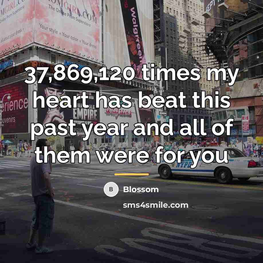 “37,869,120 times my heart has beat this past year and…” quote by Blossom