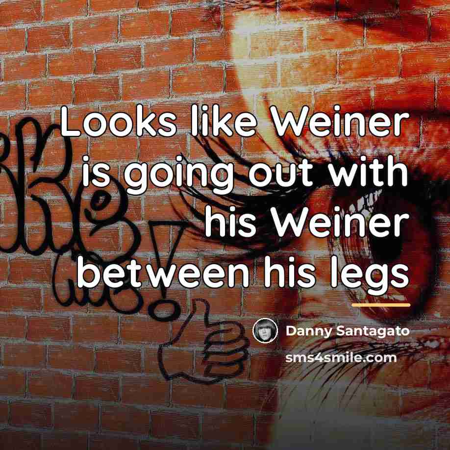 “Looks like Weiner is going out with his Weiner between…” quote by Danny Santagato