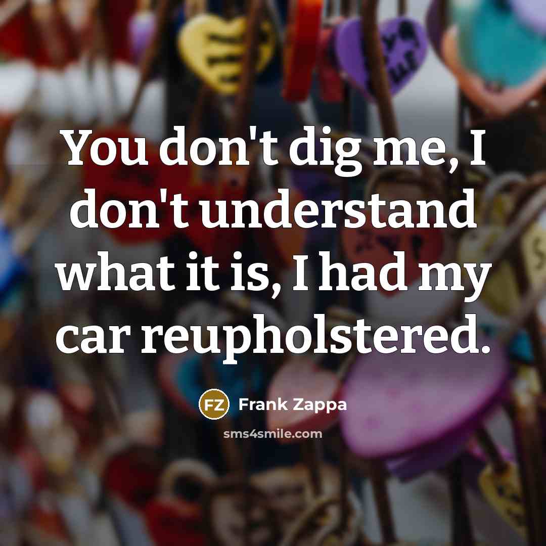 “You don't dig me, I don't understand what it is,…” quote by Frank Zappa