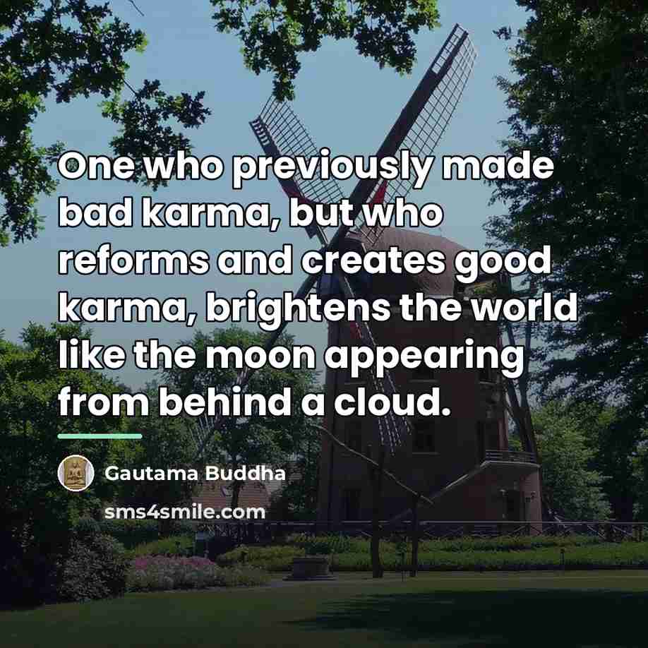 “One who previously made bad karma, but who reforms and…” quote by Gautama Buddha
