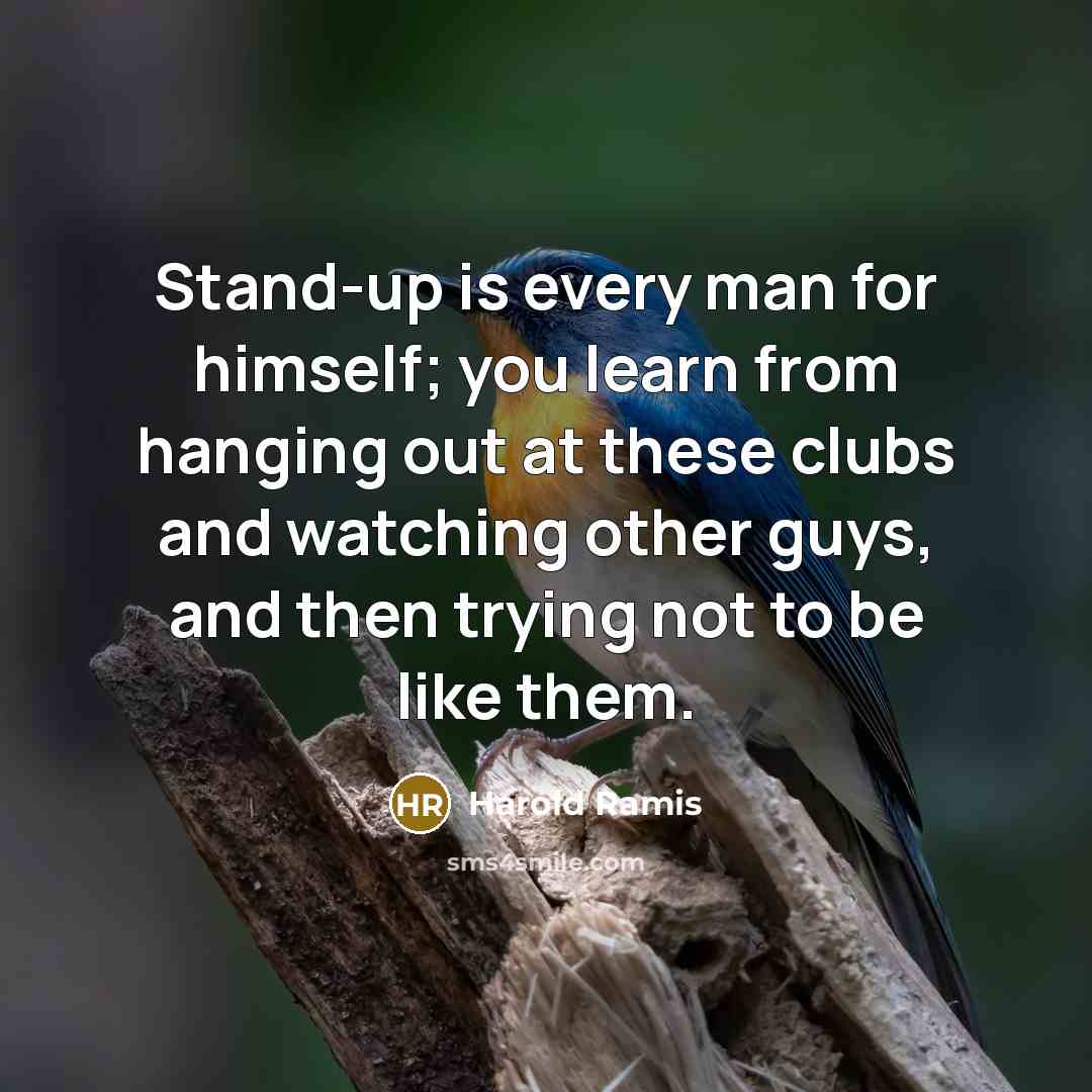 “Stand-up is every man for himself; you learn from hanging…” quote by Harold Ramis