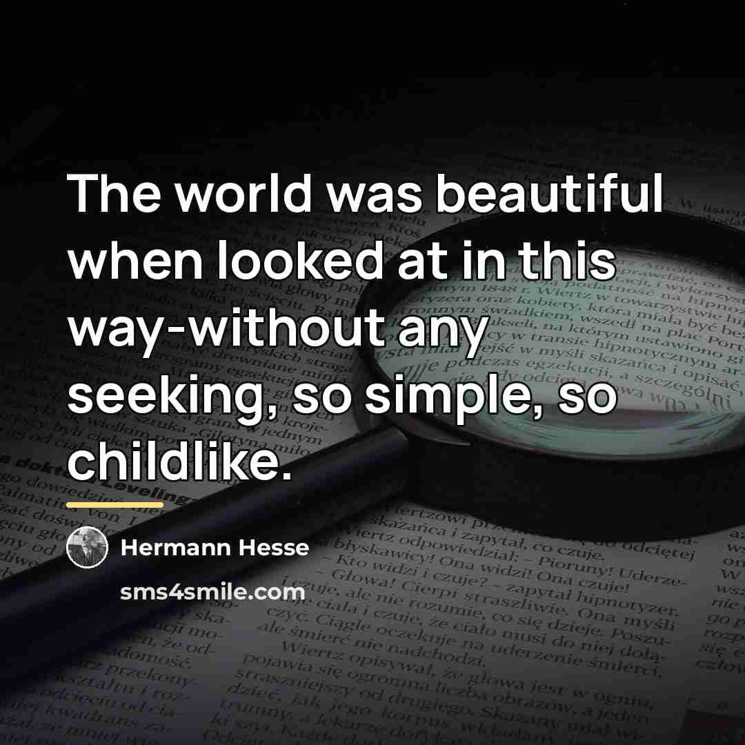 “The world was beautiful when looked at in this way-without…” quote by Hermann Hesse