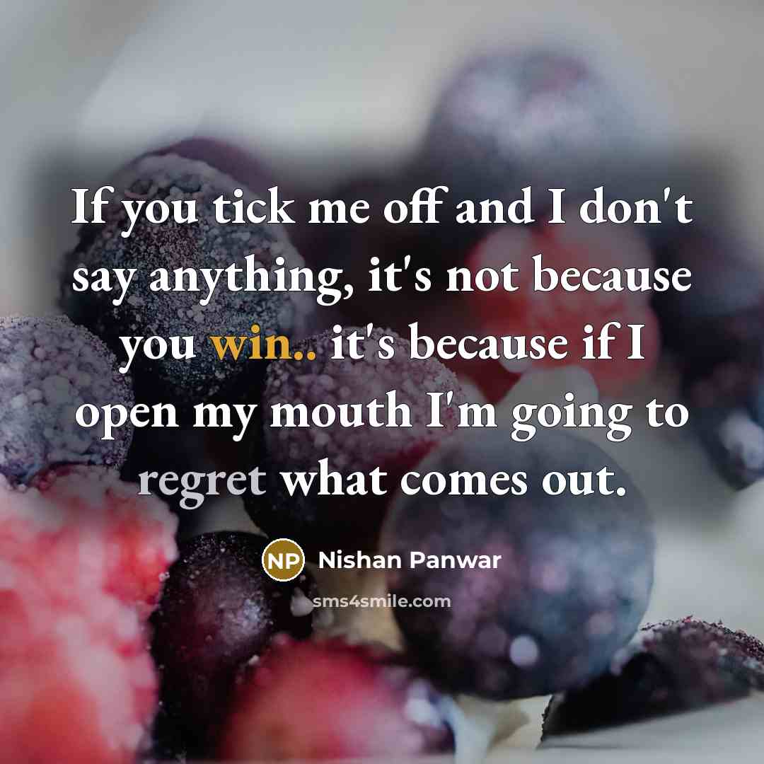 “If you tick me off and I don't say anything,…” quote by Nishan Panwar