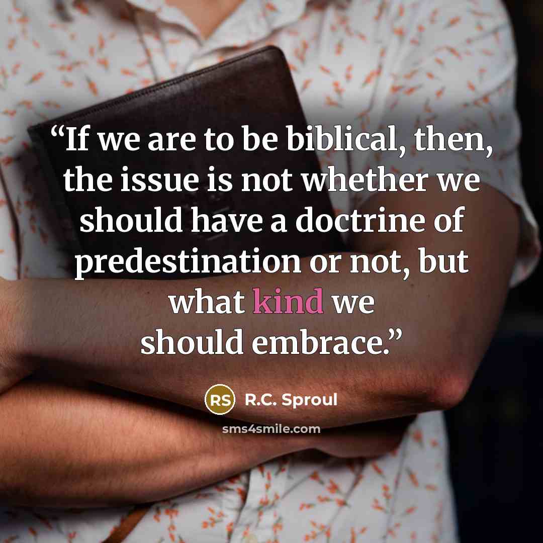 “If we are to be biblical, then, the issue is not whether we should have a doctrine of predestination or not, but what kind we should embrace.” quote by R.C. Sproul