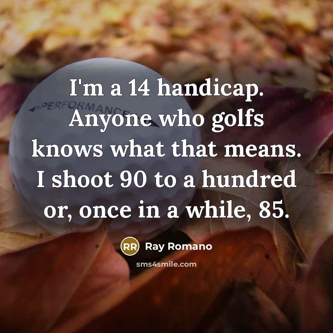 “I'm a 14 handicap. Anyone who golfs knows what that…” quote by Ray Romano