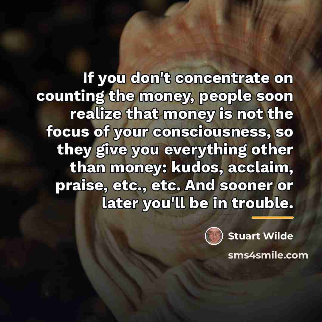 “If you don't concentrate on counting the money, people soon…” quote by Stuart Wilde