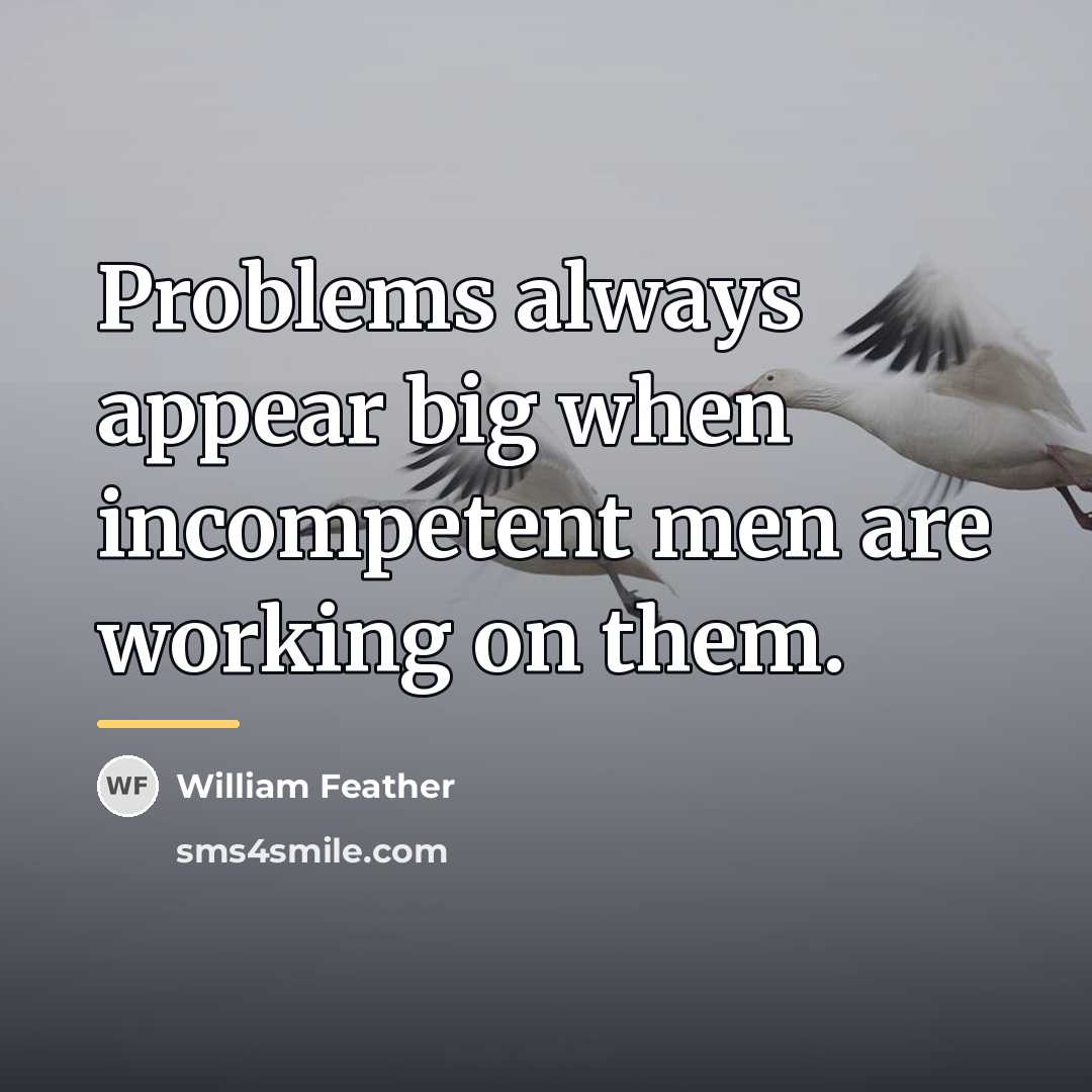 “Problems always appear big when incompetent men are working on…” quote by William Feather