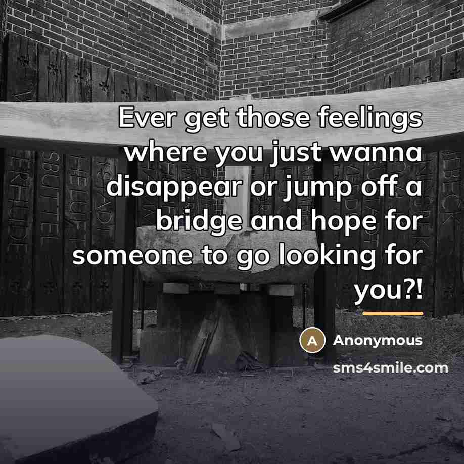 “Ever get those feelings where you just wanna disappear or…” quote by Anonymous