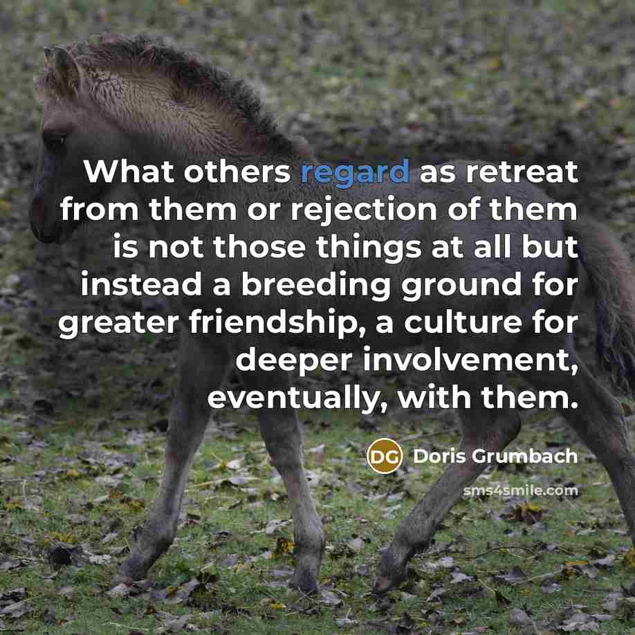 “What others regard as retreat from them or rejection of…” quote by Doris Grumbach
