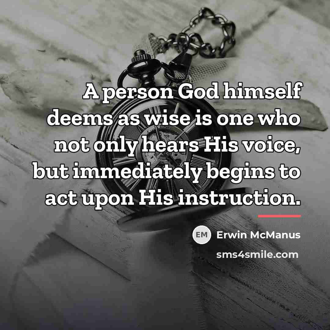“A person God himself deems as wise is one who…” quote by Erwin McManus