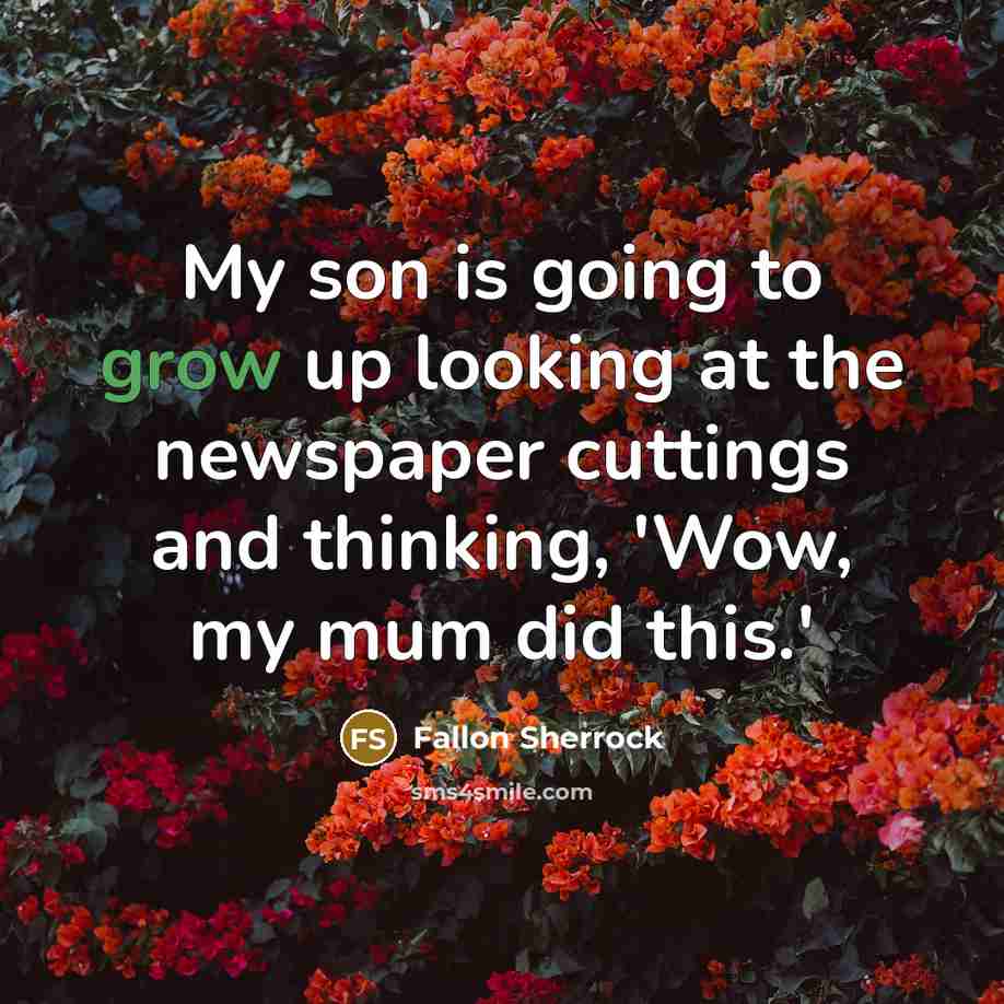 “My son is going to grow up looking at the…” quote by Fallon Sherrock