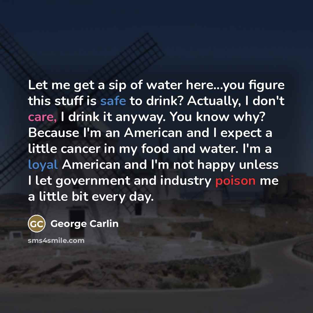 “Let me get a sip of water here...you figure this…” quote by George Carlin