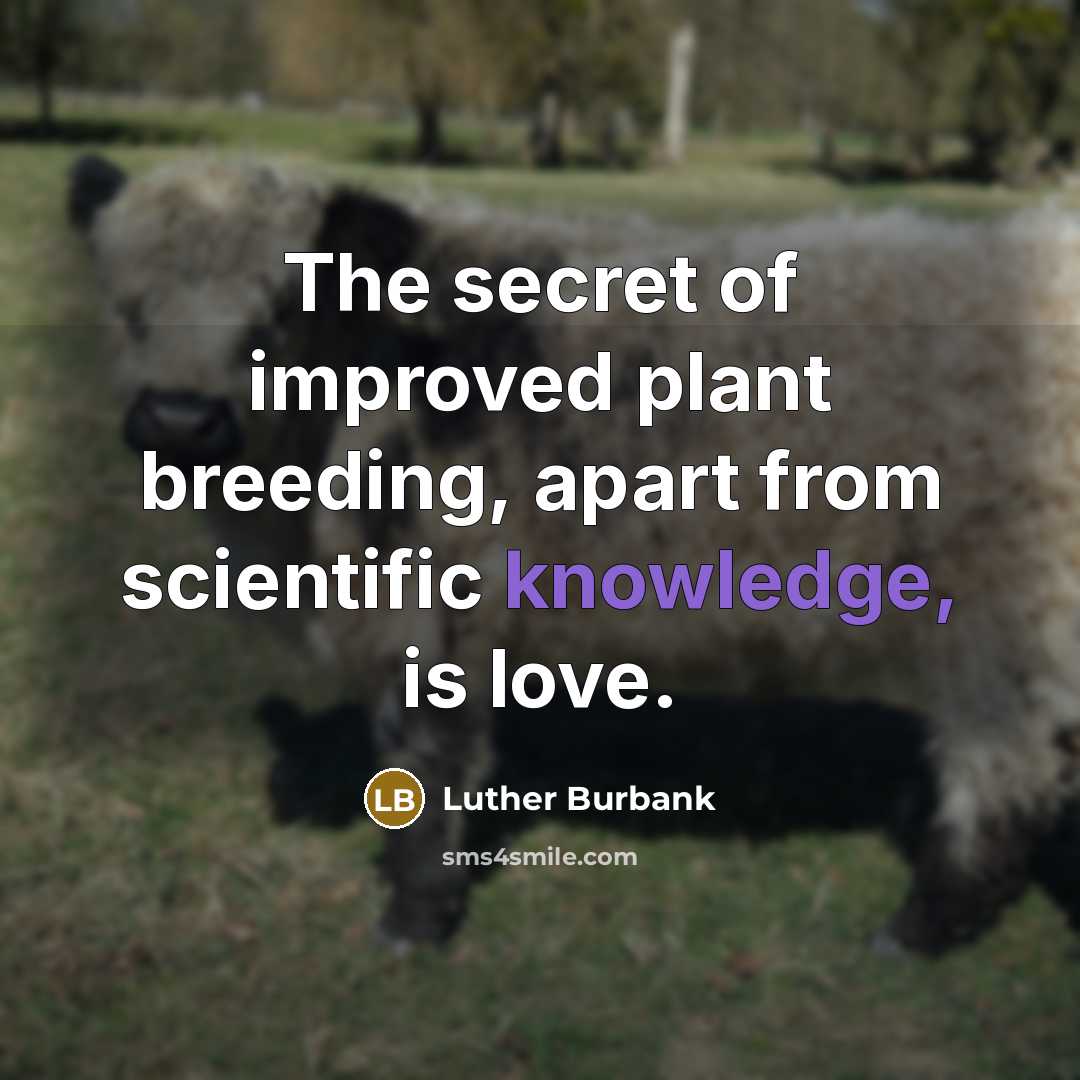 “The secret of improved plant breeding, apart from scientific knowledge,…” quote by Luther Burbank