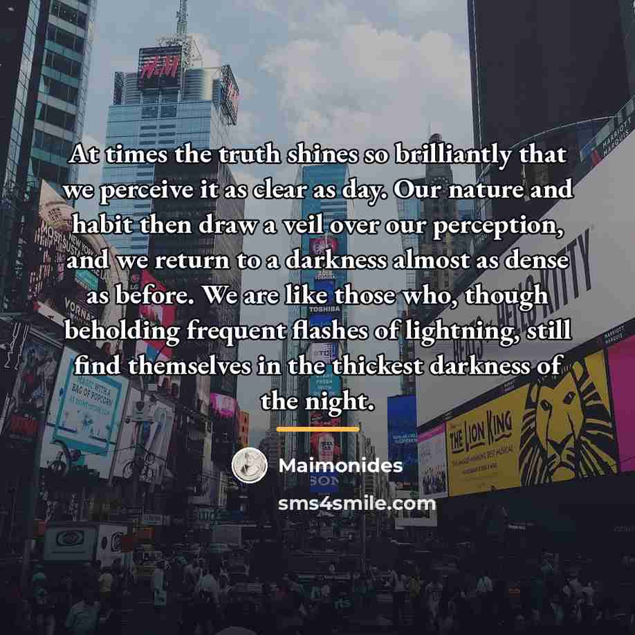 “At times the truth shines so brilliantly that we perceive…” quote by Maimonides