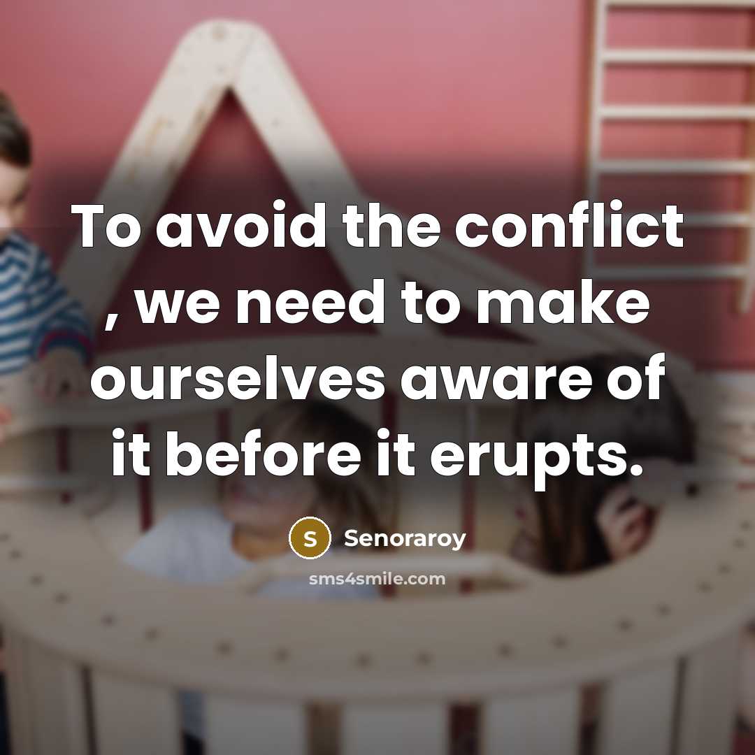 “To avoid the conflict , we need to make ourselves aware of it before it erupts.” quote by Senoraroy