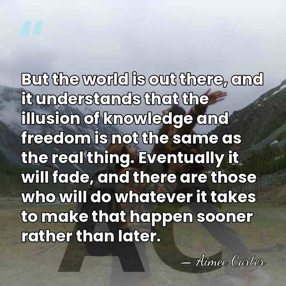But the world is out there, and it understands that the illusion&hellip; - Aimee Carter
