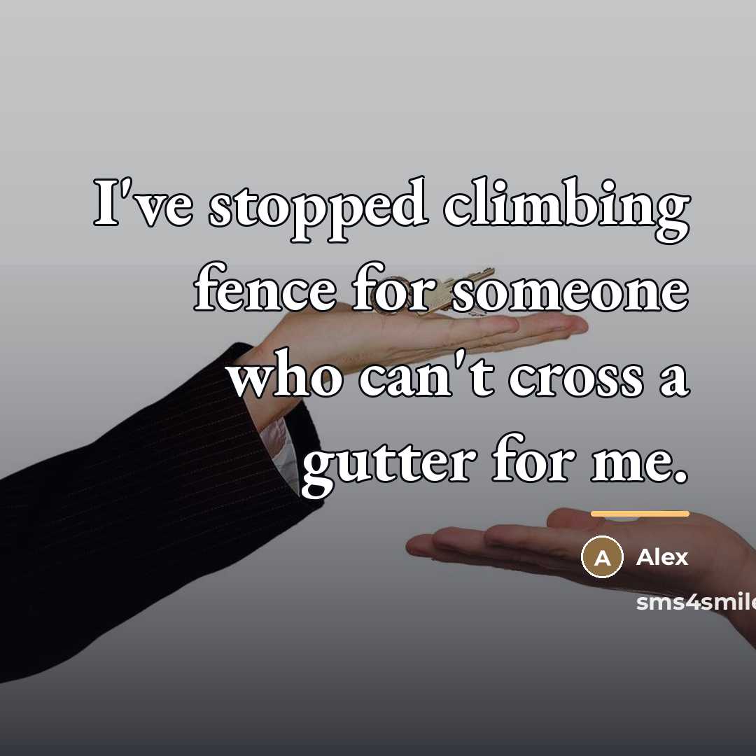 “I've stopped climbing fence for someone who can't cross a…” quote by Alex