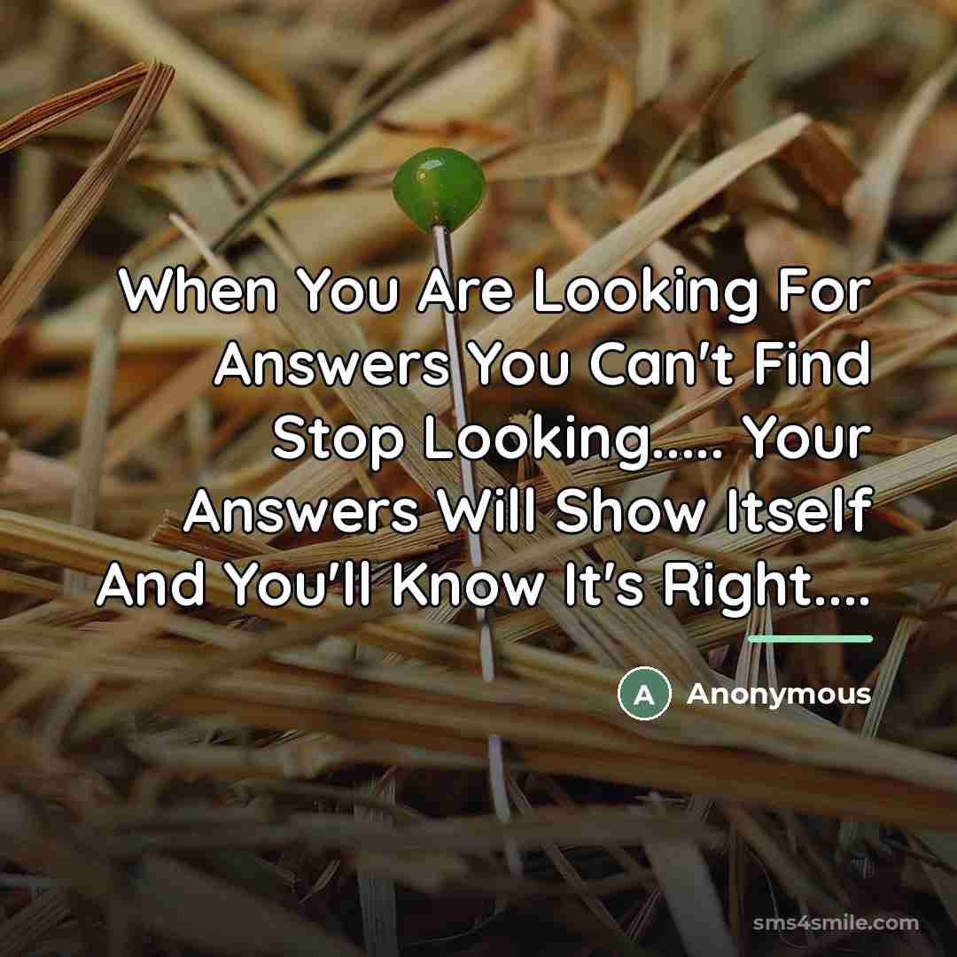 “When You Are Looking For Answers You Can't Find Stop…” quote by Anonymous