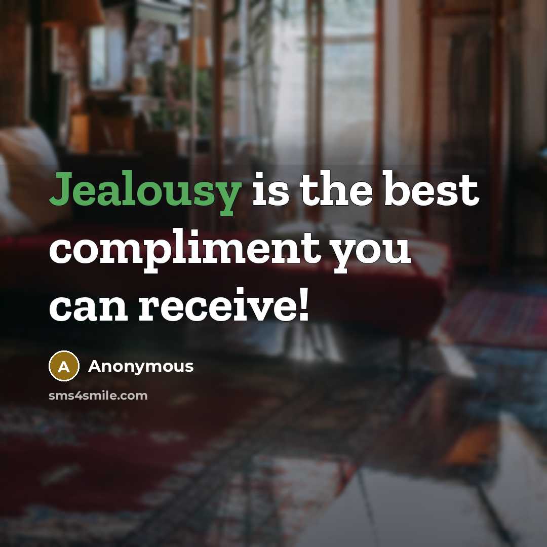 “Jealousy is the best compliment you can receive!” quote by Anonymous