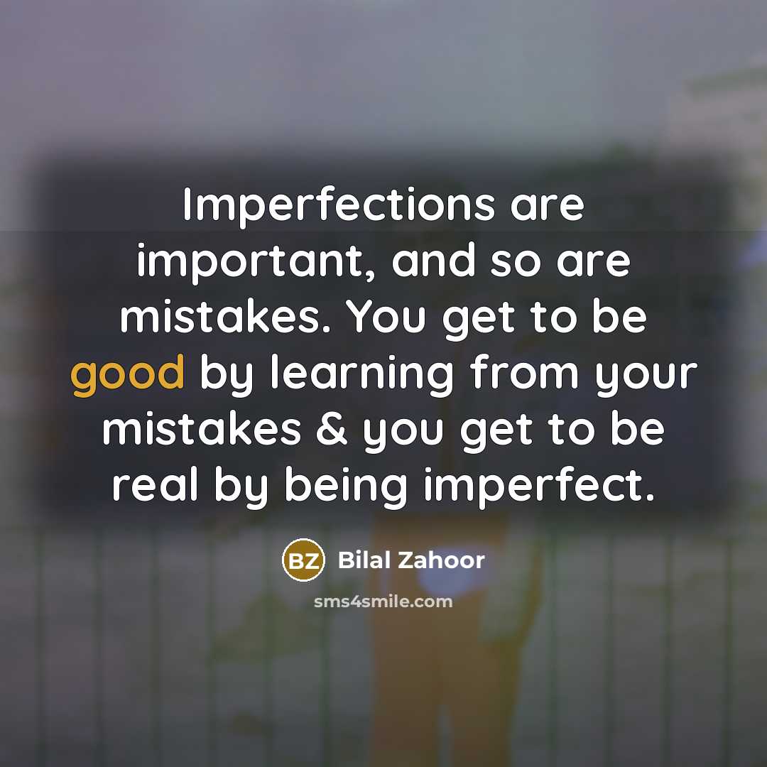 “Imperfections are important, and so are mistakes. You get to…” quote by Bilal Zahoor