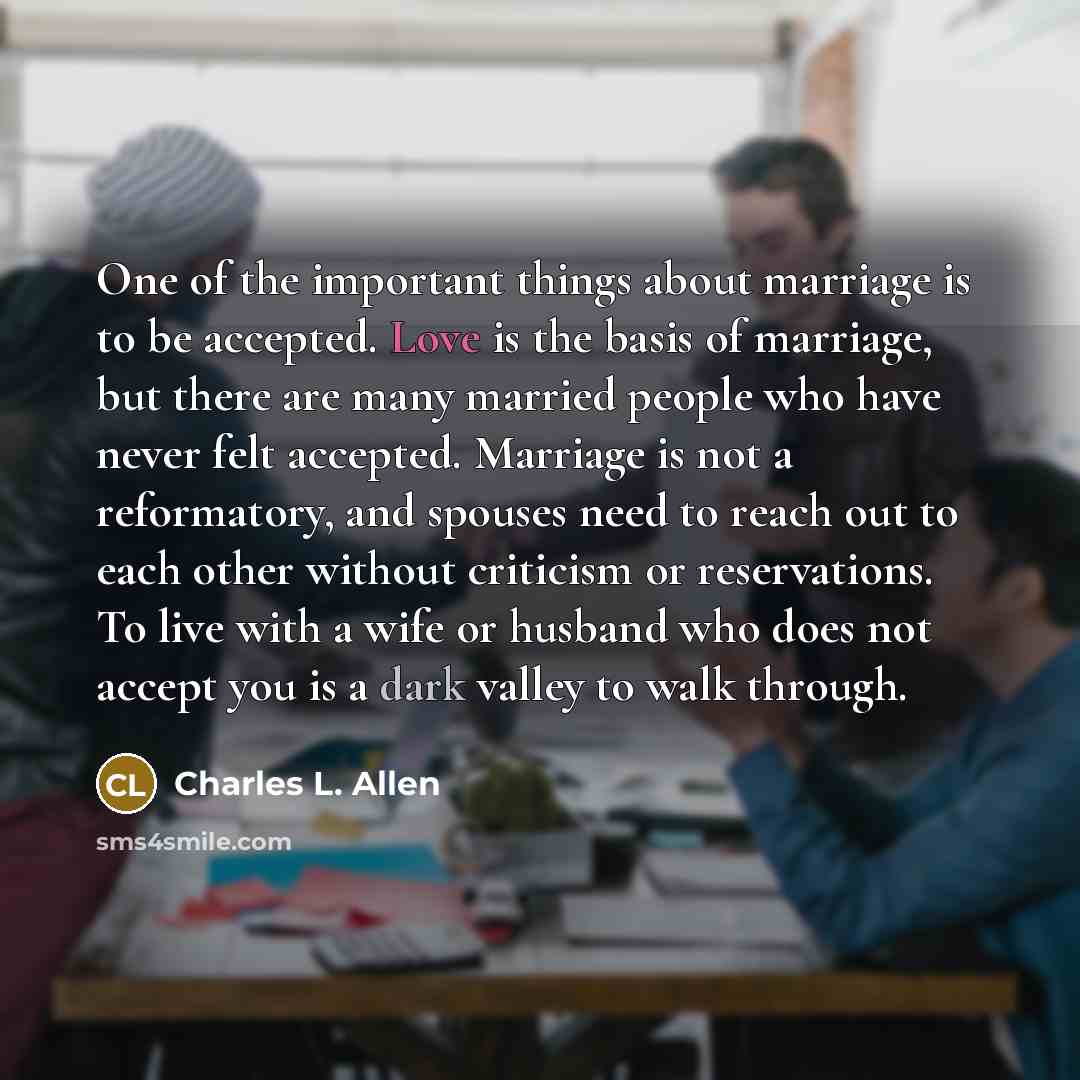 “One of the important things about marriage is to be…” quote by Charles L. Allen