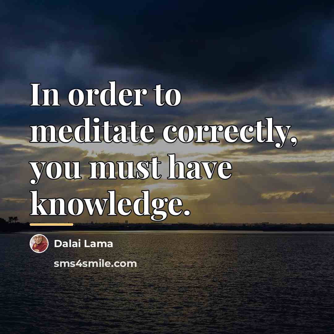 “In order to meditate correctly, you must have knowledge.…” quote by Dalai Lama