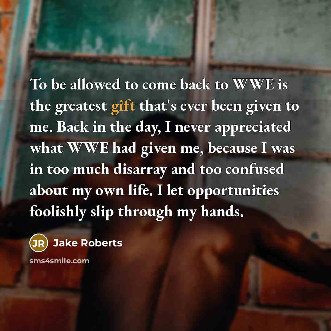 “To be allowed to come back to WWE is the…” quote by Jake Roberts