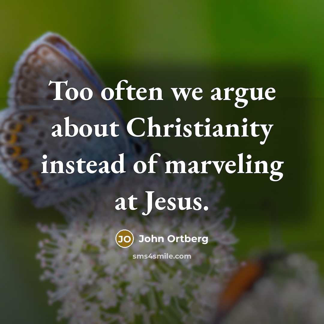 “Too often we argue about Christianity instead of marveling at Jesus.” quote by John Ortberg