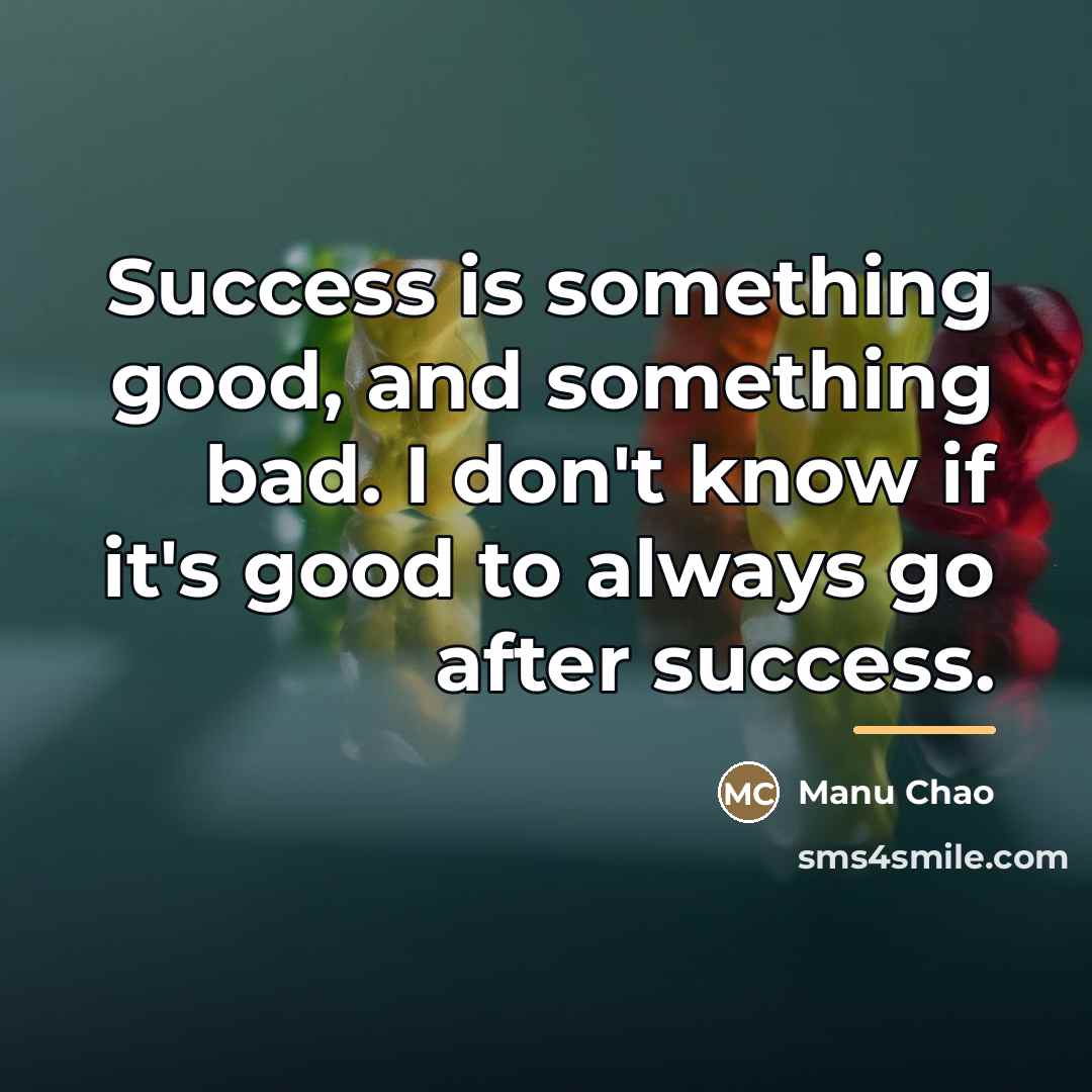 “Success is something good, and something bad. I don't know…” quote by Manu Chao