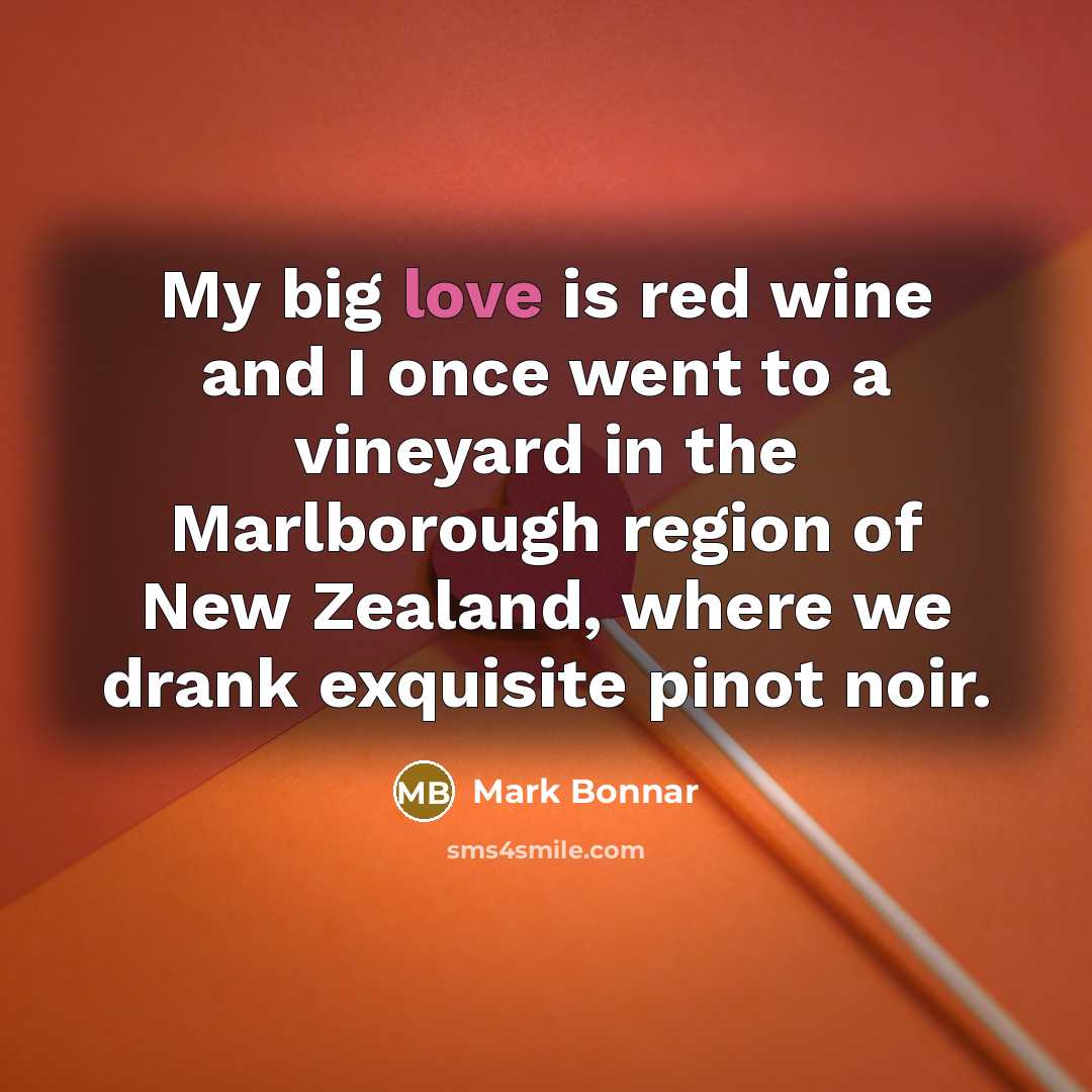 “My big love is red wine and I once went…” quote by Mark Bonnar