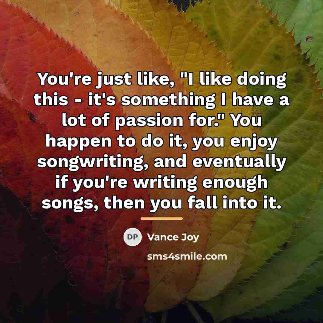 “You're just like, "I like doing this - it's something…” quote by Vance Joy
