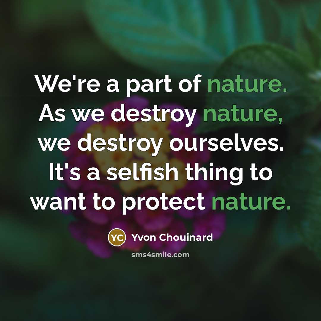 “We're a part of nature. As we destroy nature, we…” quote by Yvon Chouinard