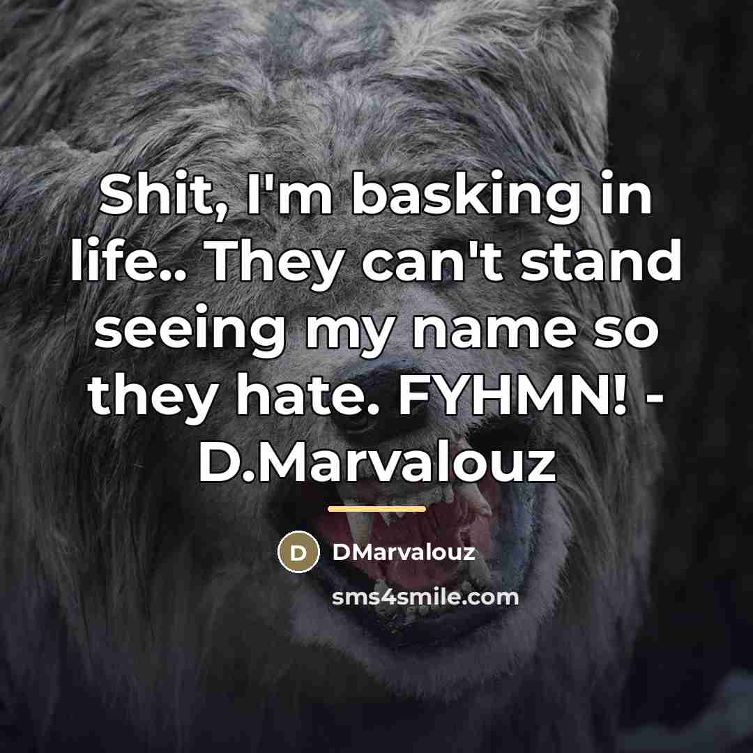 “Shit, I'm basking in life.. They can't stand seeing my…” quote by DMarvalouz