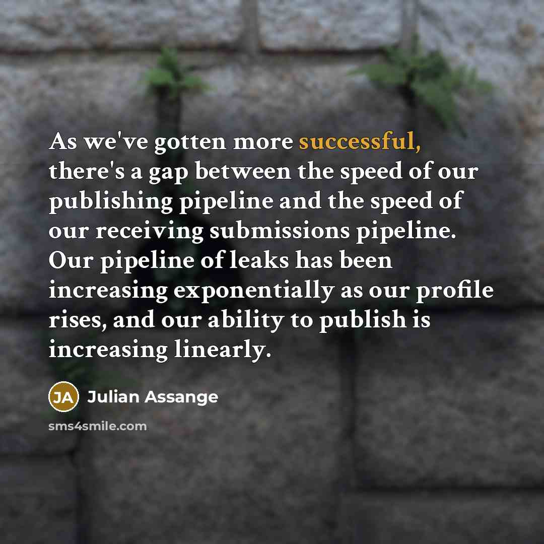 “As we've gotten more successful, there's a gap between the…” quote by Julian Assange