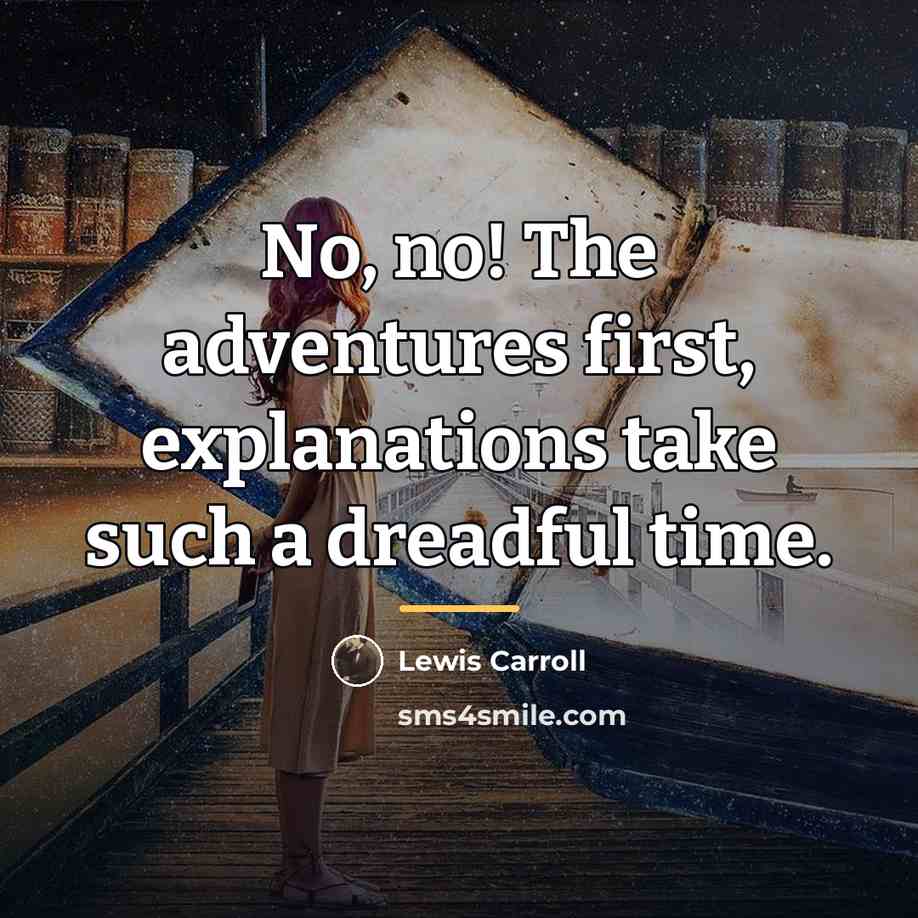 “No, no! The adventures first, explanations take such a dreadful…” quote by Lewis Carroll