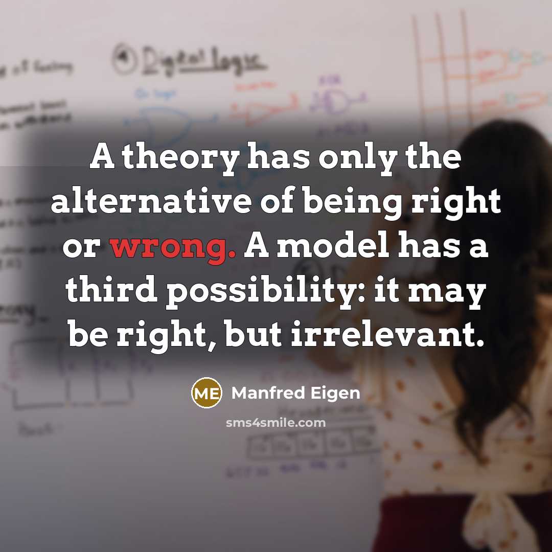 “A theory has only the alternative of being right or…” quote by Manfred Eigen