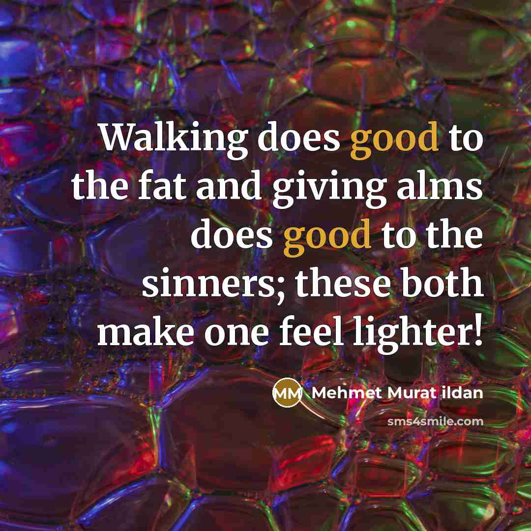 “Walking does good to the fat and giving alms does…” quote by Mehmet Murat Ildan