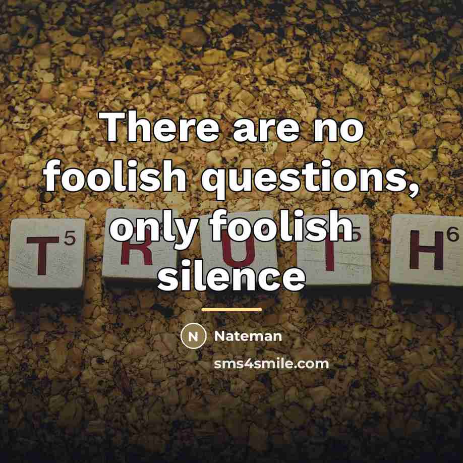 “There are no foolish questions, only foolish silence…” quote by Nateman