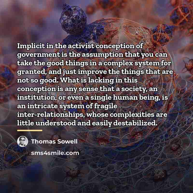 “Implicit in the activist conception of government is the assumption…” quote by Thomas Sowell
