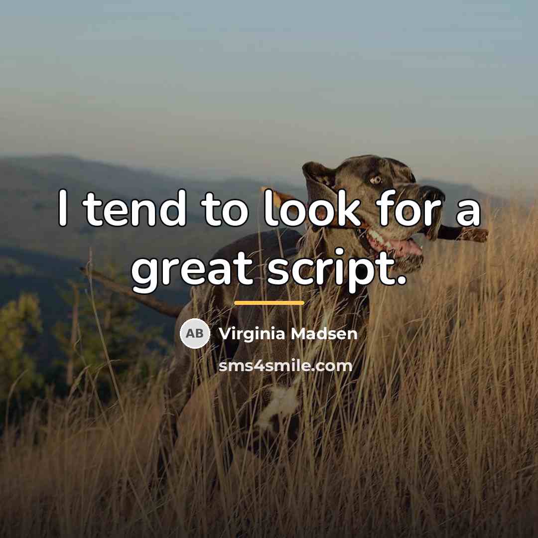 “I tend to look for a great script.…” quote by Virginia Madsen