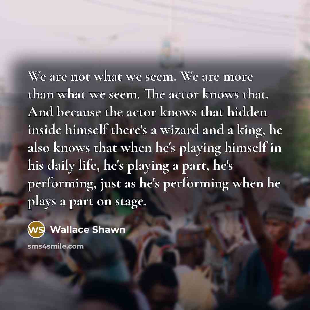 “We are not what we seem. We are more than…” quote by Wallace Shawn