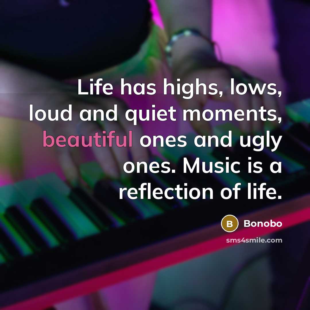 “Life has highs, lows, loud and quiet moments, beautiful ones…” quote by Bonobo