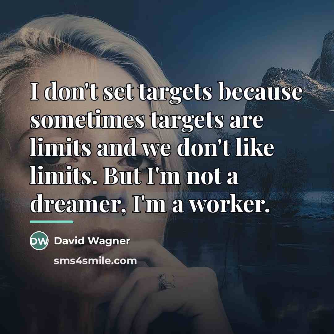 “I don't set targets because sometimes targets are limits and…” quote by David Wagner