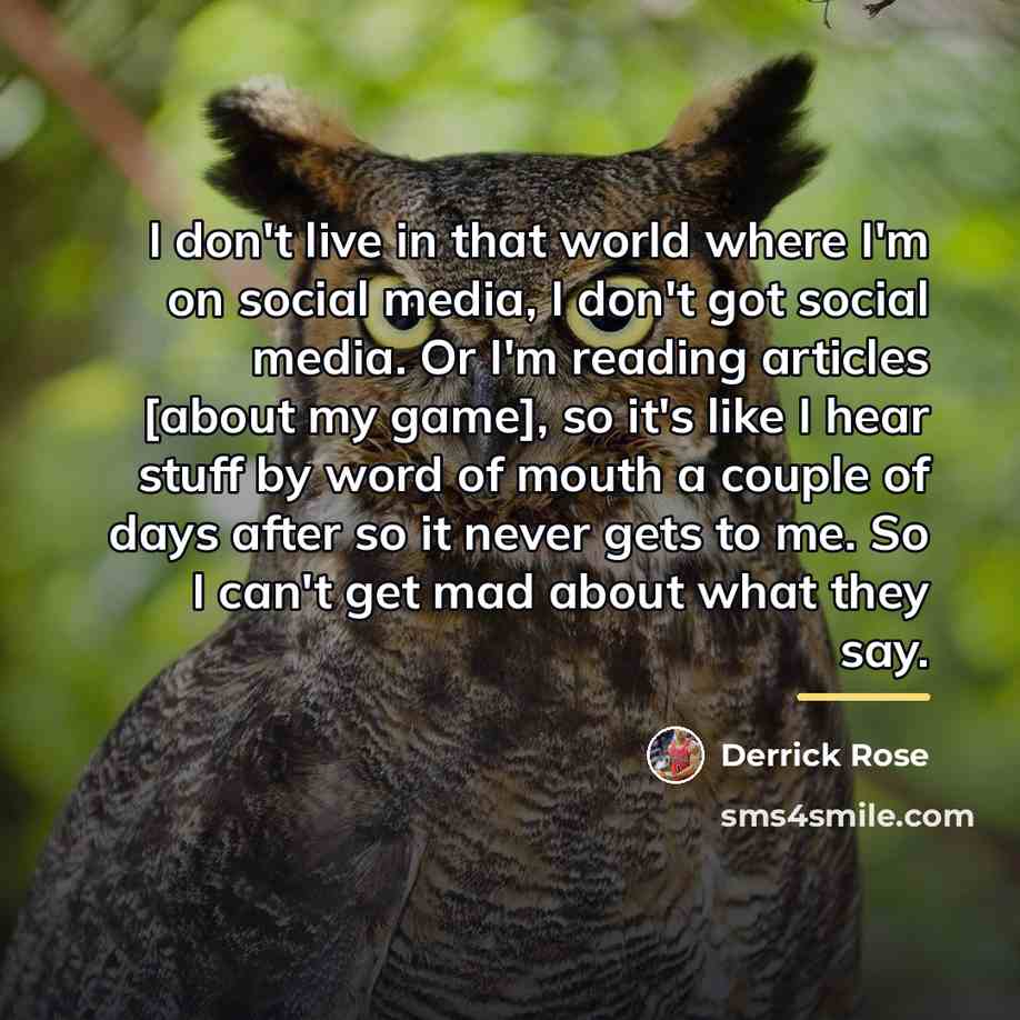 “I don't live in that world where I'm on social…” quote by Derrick Rose