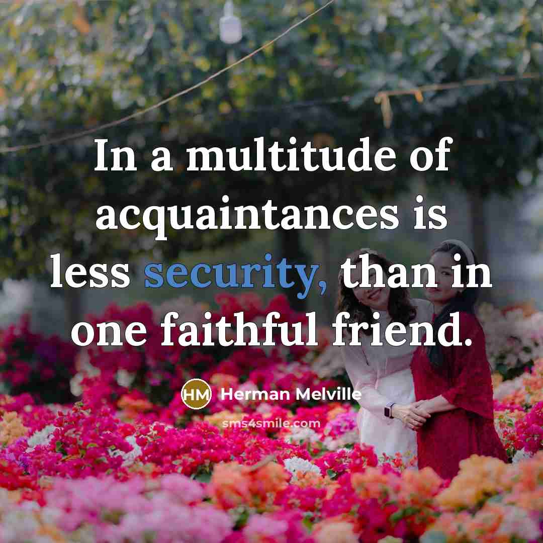 “In a multitude of acquaintances is less security, than in…” quote by Herman Melville