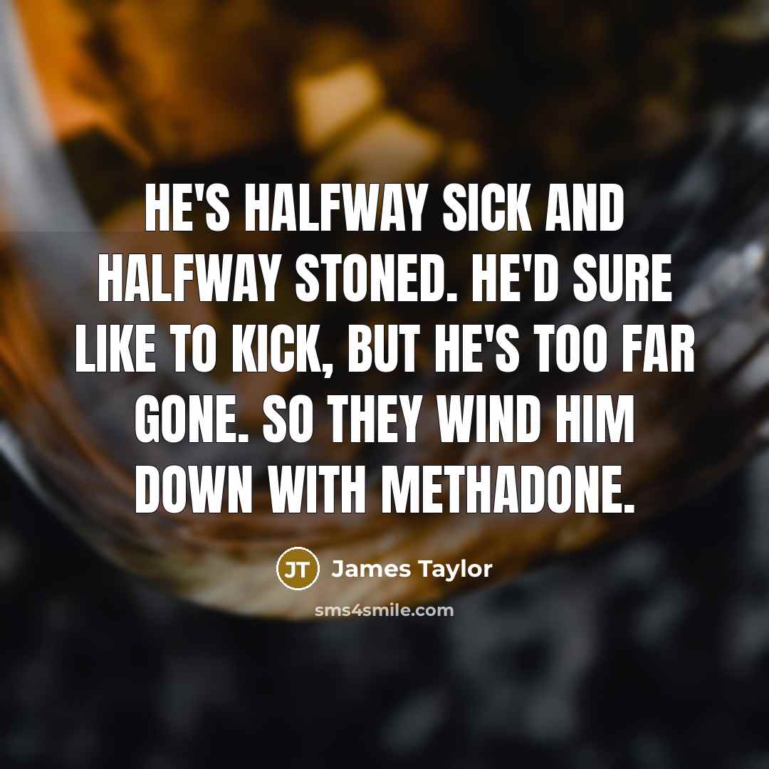 “He's halfway sick and halfway stoned. He'd sure like to…” quote by James Taylor